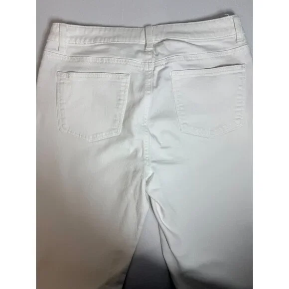 Talbots Womens White Heritage Straight-Leg Pants Size 10 Cotton Blend - Picture 12 of 15